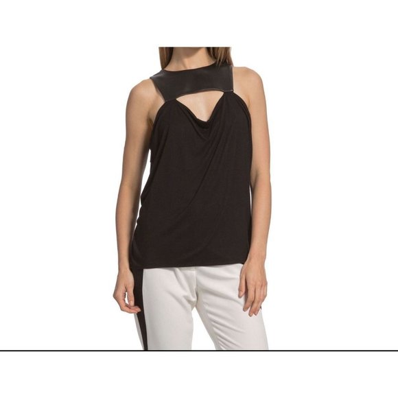 Yigal Azrouel Leather Bib Cut Out CUT25 Top - Picture 8 of 9